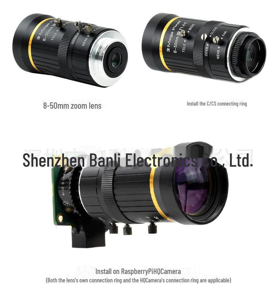 Premium HD Zoom Telephoto Lens, 8-50mm Focal Length, C-Mount