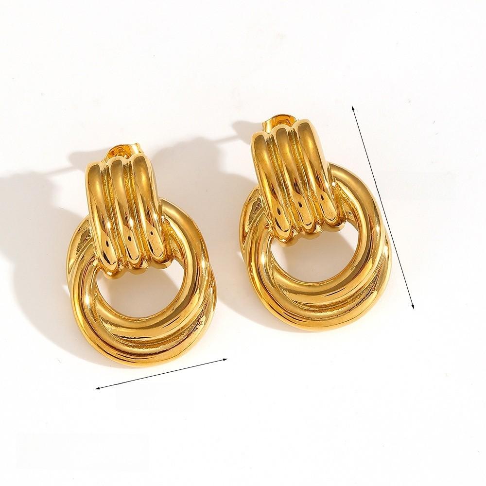 Geometric Stainless Steel Earring Jewelry With Electroplated Finish For Stylish Ladies