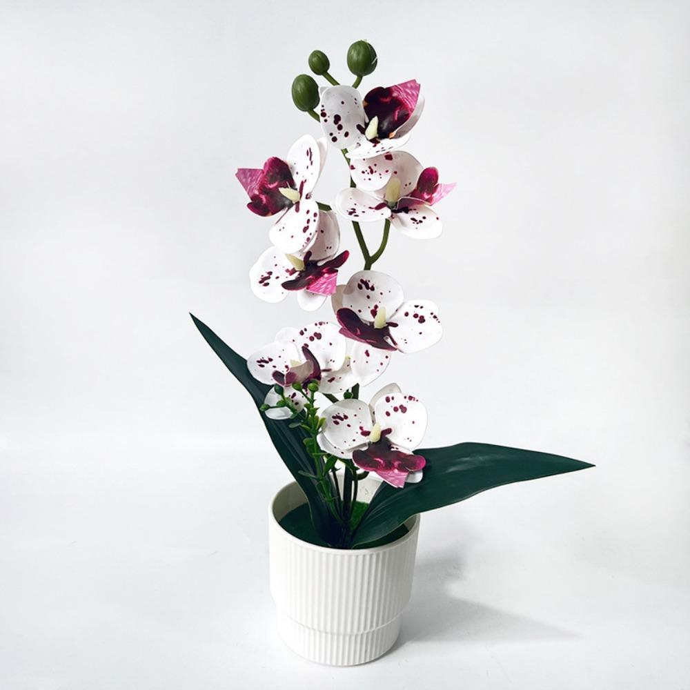 7 Heads Simulated Flower Butterfly Orchid Potted Pink Artificial Faux Plants  Living Room Ornaments