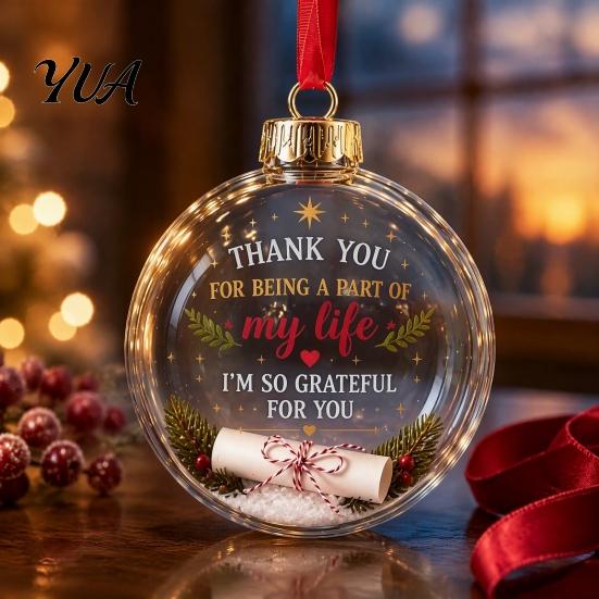 DIY Craft Ornaments for Holidays 3D Clear Ball Christmas Ornament, Holiday Message Keepsake, Acrylic Decorative Hanging Festivals Tree Decoration