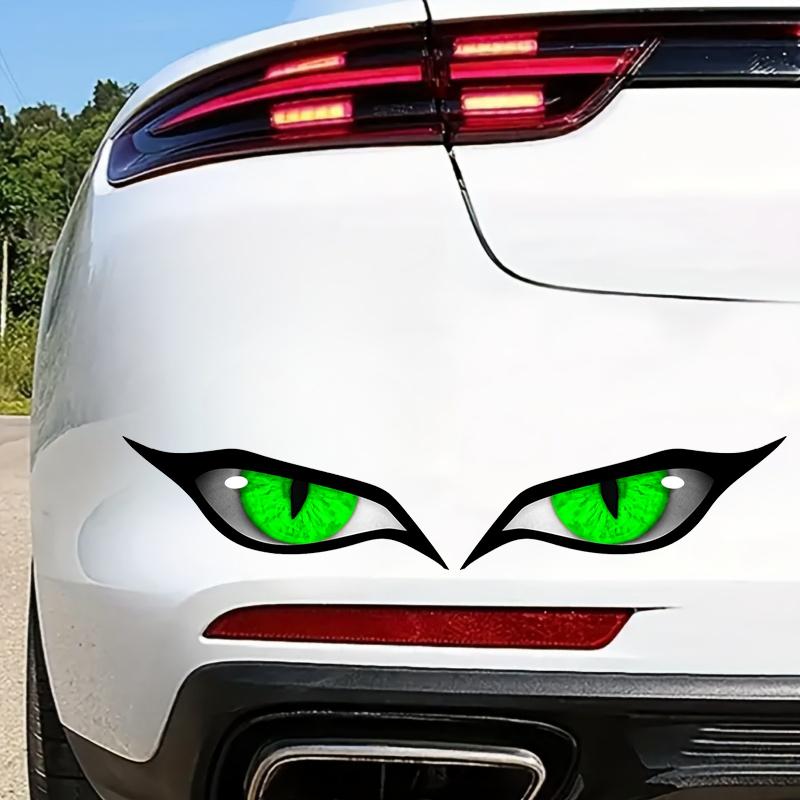 Car Sticker 3D Glossy Green Eye Car Sticker - For Rearview Side Mirror, Eye-catching Animal Eye Design Decal