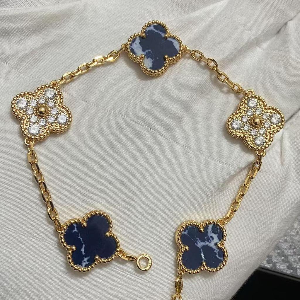 Nuova Versione Bracciale Quadrifoglio Cinque Fiori Agata Rossa Naturale Madreperla Bianca Bracciale da Donna Bracciale Laser
