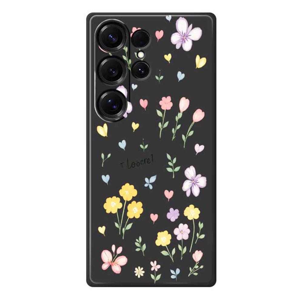 For Samsung Galaxy S25 Ultra Case Small Flowers Pattern Printing Straight Edge TPU Phone Back Cover