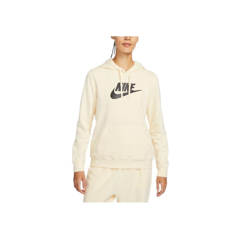 Nike Standard Fit Fleece Hoodie With Letter Logo Print Women Hoodie Beige DQ5776-113