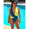 New One-piece Swimsuit Splicing Bikini European and American Swimsuit Women's Cross Swimsuit Color Matching Bikini64