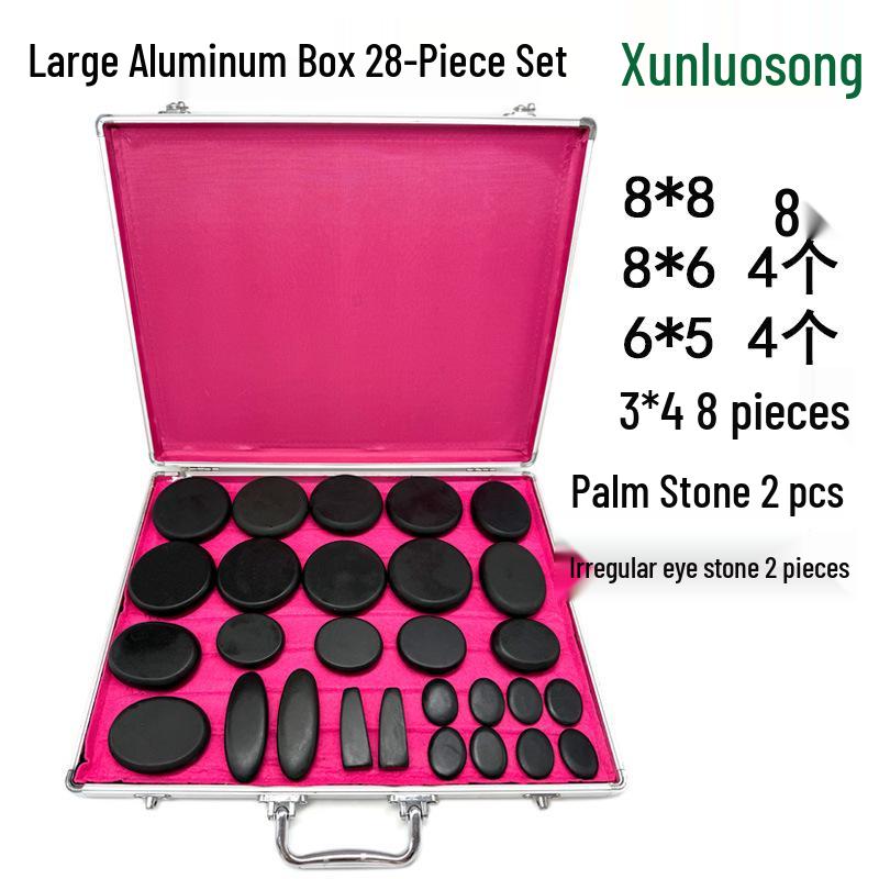 20-Piece Volcanic Massage Stone Set with Essential Oil Warmer & Aluminum Heater