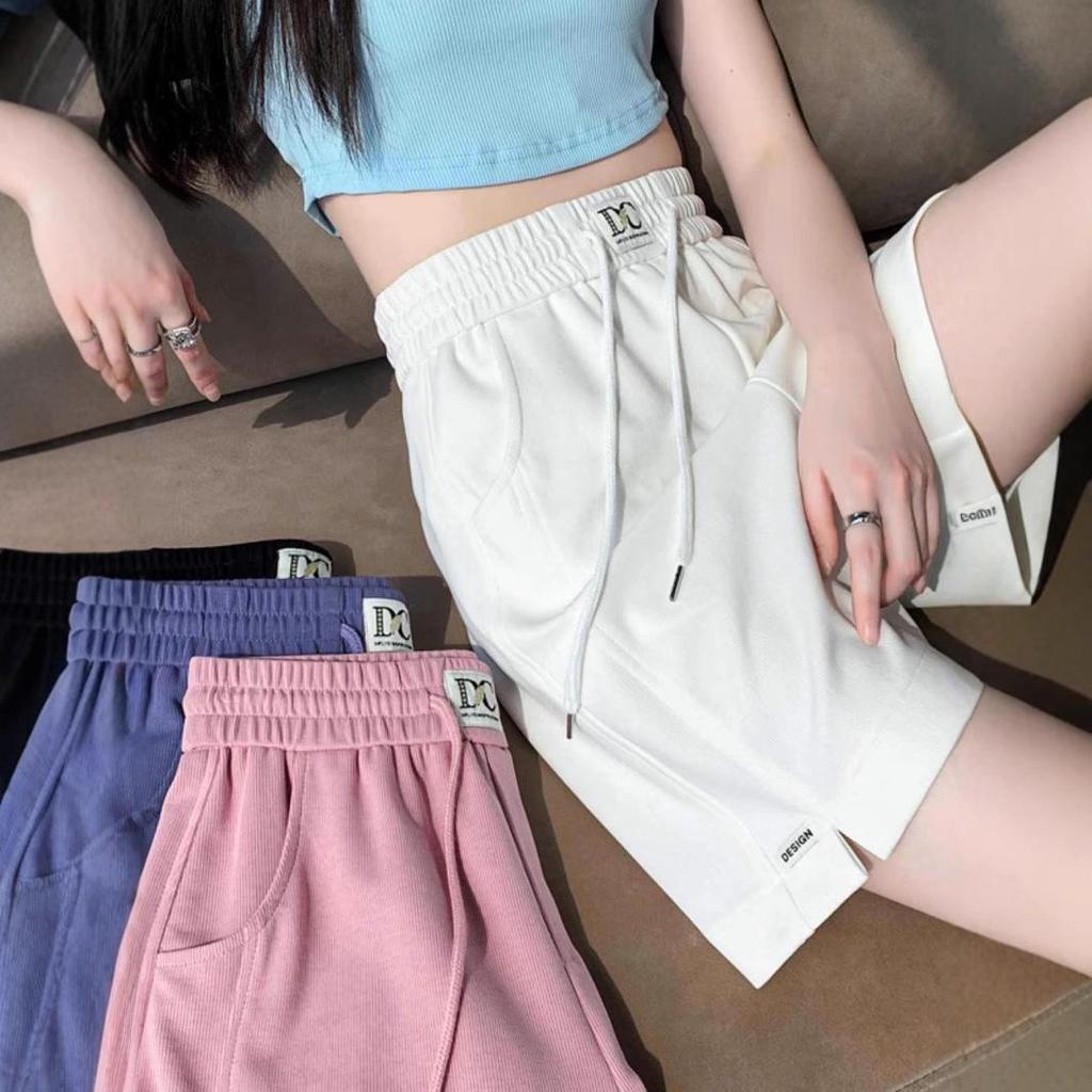 Women's Pink Wide-Leg Summer Sport Shorts, Loose Fit, Mid-Length, Casual Five-Point Pants, 2025 Hot Style