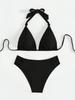 New Two-Piece Ladies Bikini - European/American Style with Splicing and 26 Contrasting Solid Colors, Available In Coffee for Men