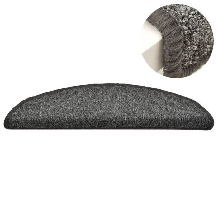VidaXL Stair Carpet 15 Pieces 56 X 17 X 3 Cm Dark Grey Semi-round 322368