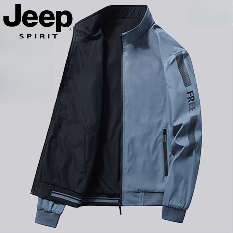 JEEP SPIRIT Men s 2026 Spring Reversible Stand Collar Windproof Jacket 3XL