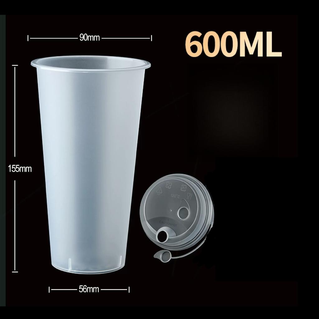 Thickened Plastic Transparent Cup Disposable Milk Tea Cupd Iced Coffee Latte Cold Drink Packaged Cup with Lid Hot and Cold Dual Use Drinking Utensils