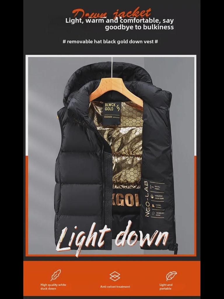 Erkek Kışlık Aşağı Yelek: Trendy Siyah ve Sarı Çift Dış Giyim Ceket