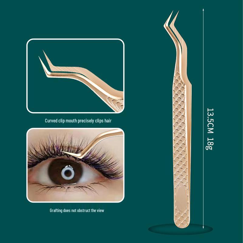 Gold-Plated Precision Eyelash Grafting Tweezers Set