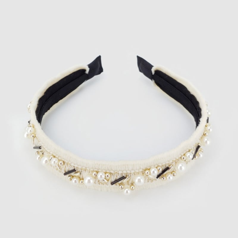 LALA Pearl Ethnic Hairband - Ivory