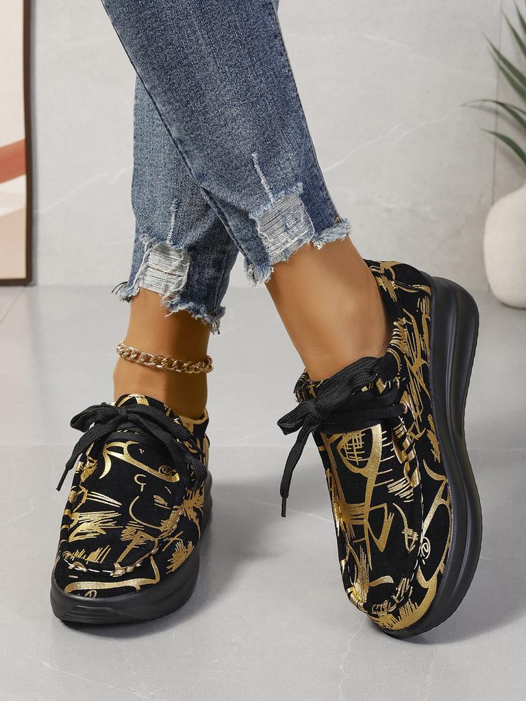 Foreign Trade Large Size 2025 New European and American Front Lace-up Wedge Casual Shoes