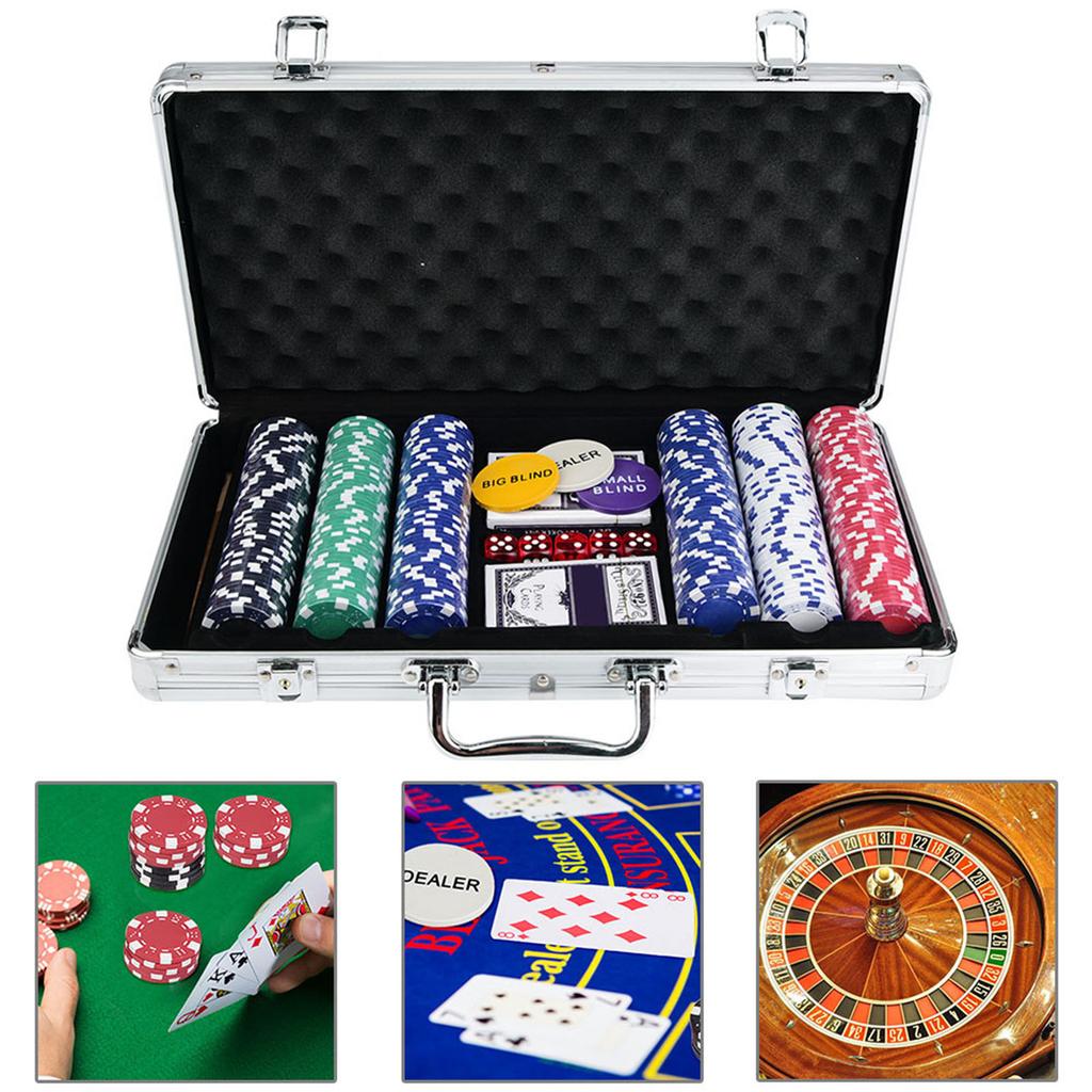 Chips Set Texas Cards Poker Dice Decks Set Accessories for Casino Game 300pcs