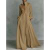Polyester Long Sleeve Dress With Pleated Aline Silhouette For Elegant Winter Fashion