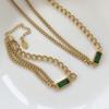 Elegant Multi-Color Zircon Necklace, Bracelet, and Earring Set: Double-Layered Luxury Women's Jewelry