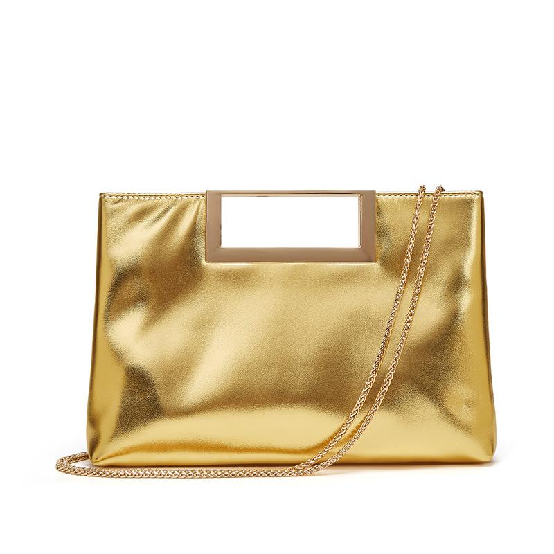 

Модный кожаный женский клатч для вечеринки, женская сумка на одно отделение, сумка через плечо на цепочке, кожаная сумка под мышкой золотой
