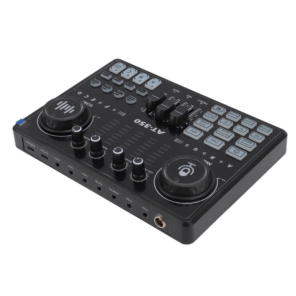 Professional Live Sound Card Mixer with LED Light Voice Changer Multiple Sound Effects Recording Sound Card for 48V