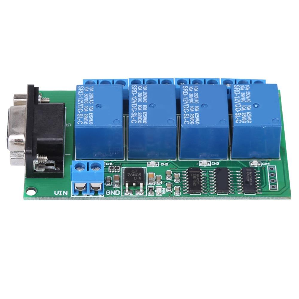 4Ch RS232 Relay DB9 Interface 4Ch RS232 Relay Control Board Relay Remote Switching