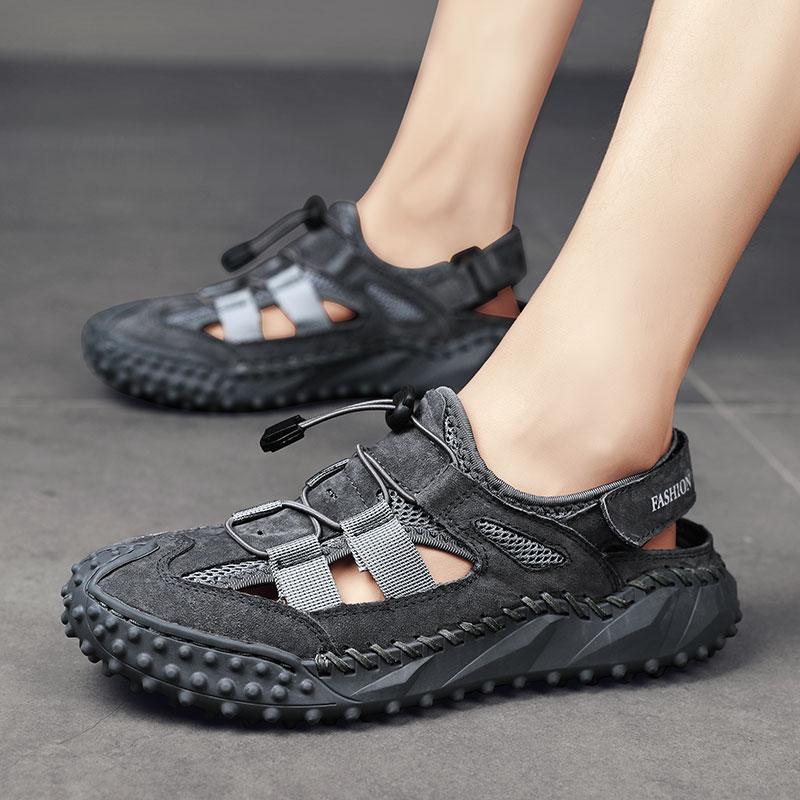 Summer Men Sandals Genuine Leather Mens Casual Shoes Outdoor Men Leather Sandals for Men Beach Shoes Roman Mens Shoes