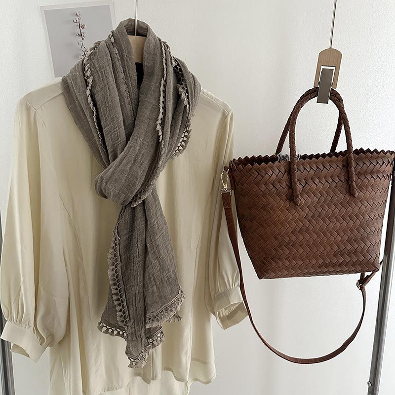 Artistic Style Long Solid Color Scarf for Women Summer and Autumn Photography Shawl Sunscreen Scarf