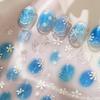 5D Ocean Nail Art Stickers Blue Water Wave Daisy Spiral Pattern Self-adhesive Seaside Nail Decal DIY Manicure Decoration