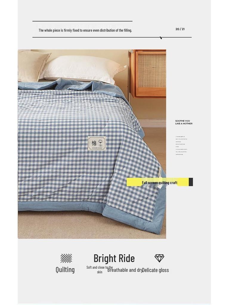 100% Cotton Summer Air Conditioning Quilt - Lightweight Quilt for Students and Children
