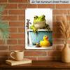 2D Flat, Retro Frog in Bathtub Aluminum Wall Sign - Vintage French Decor Suitable for Home, for Man Cave, Bars, Cafes | Indoor/Outdoor Bathroom