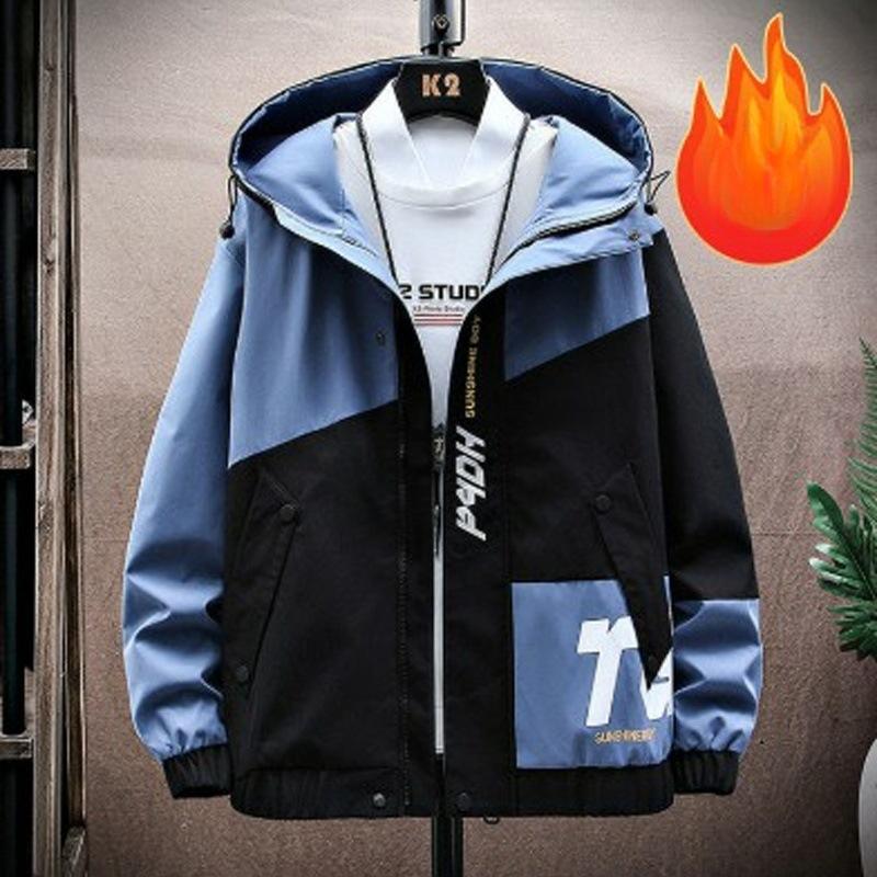 

Spring and Autumn New Large Size Loose Jackets Youth Hooded Jackets Men s Velvet Jackets Fat Men s Large Size Men s Jackets 8XL