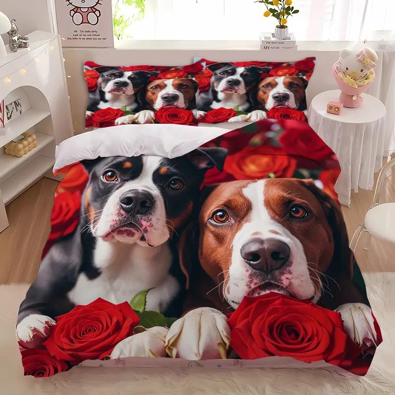 

Adorable Lovely Dog Beding Set, Soft, Comfortable plus Breathable Fabric, Durable, Easy To Care, Wrinkle-resistant plus Machine Washable 100*200cm Single