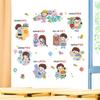 1pc Nursery Room Decoration Inspirational Wall Stickers Classroom Decor Cartoon Character Reading Kindergarten Early Education