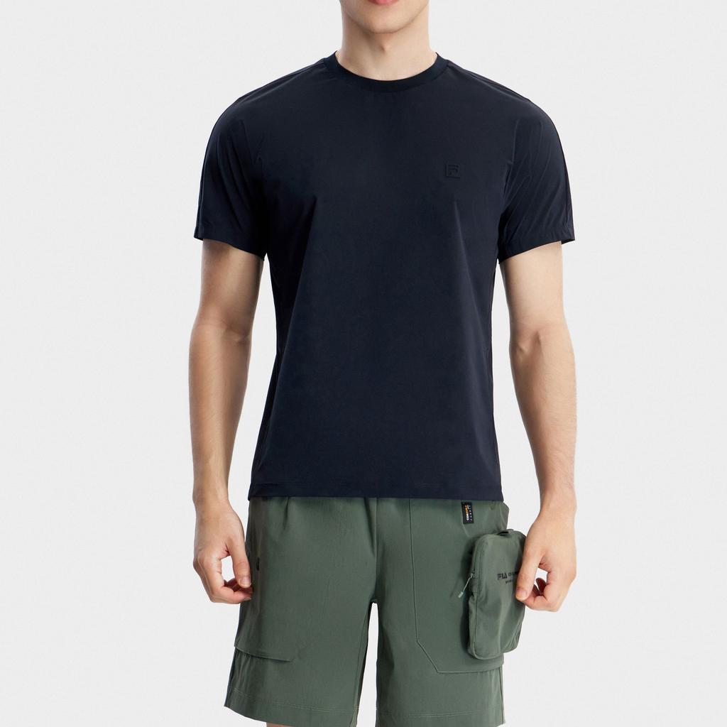Fila Solid Color Round Neck Short Sleeve T-Shirt Men Tops Deep-Black A11M327108FBK