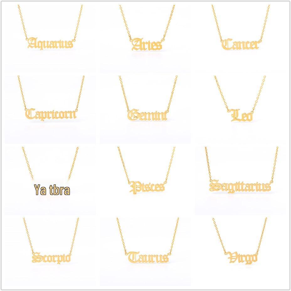 Collana con Ciondolo Zodiacale in Acciaio Inossidabile Dodici Costellazioni