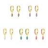 Fashion Jewelry Silver Hoop Earrings 925 Sterling Silver Multicolored Eye Zircon Pendant Gold Plated Hoop Earrings Women