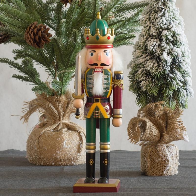 1Pcs 30Cm Cartoon Walnut Soldier Home Decoration Christmas Ornament Wooden Nutcracker Puppet Desktop Decor