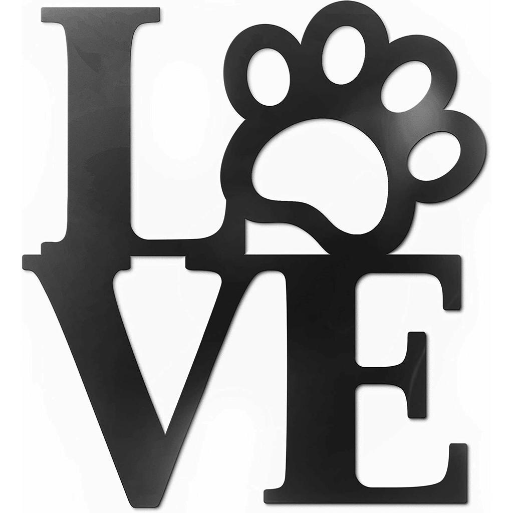Acheter 12.5”X11.5” Love with Paw Print Wall Decor Black Metal Art