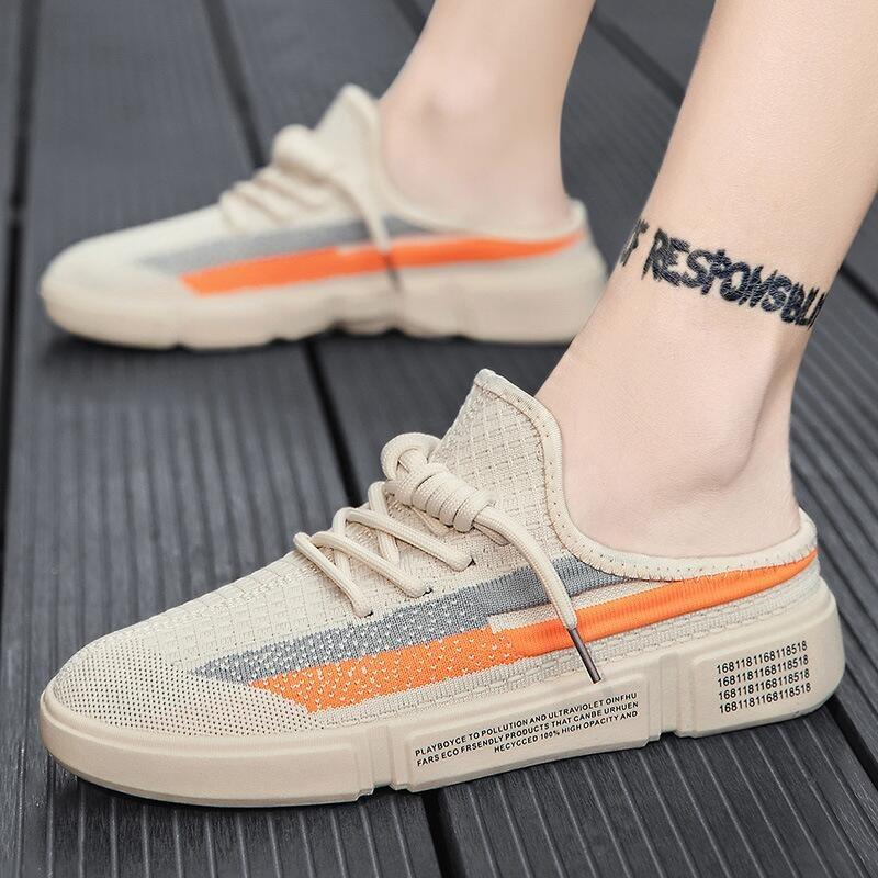 

New Canvas Shoes Mesh Half Tray Shoes Men s Summer Lazy Slippers Student Casual Shoes Sports Fashion Hollow Breathable Sandals 39 білий