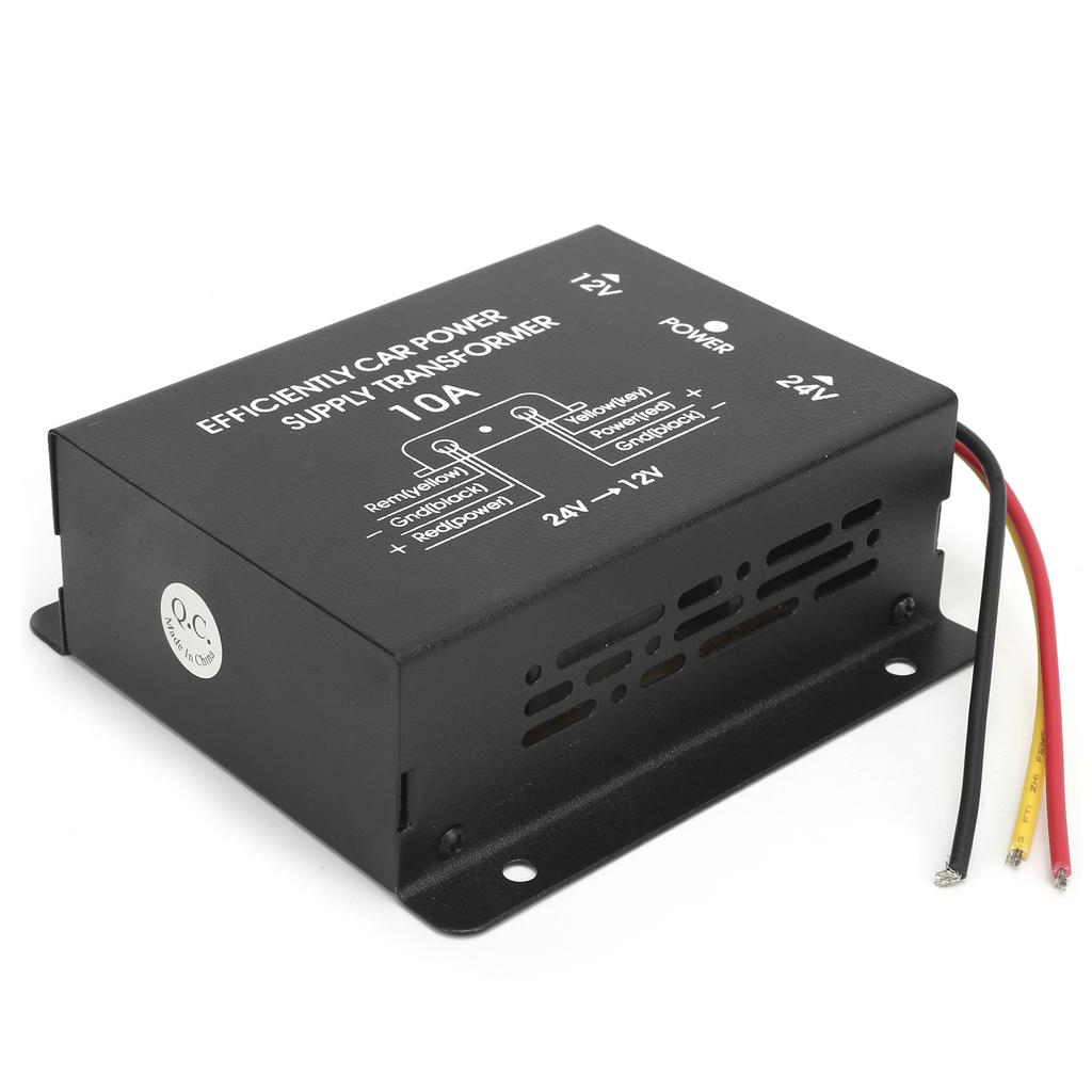 10A DC Power Converter 24V To 12V Voltage Buck Regulator Aluminum Alloy Shell for Car Stereo Radio