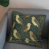 2D Golden Birds & Green Leaves Pattern Pillowcase Pattern Cushion Cover Suitable For Sofa Bedroom Car Pillow Cover