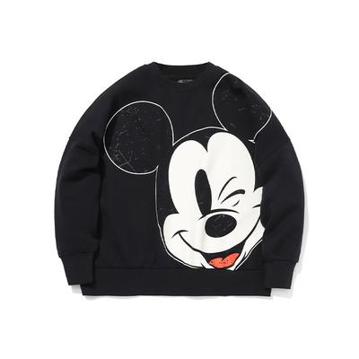 X Disney Co-Branded Oversized Pullover Sweatshirt Women Sweatshirt Black AWDQC28-2