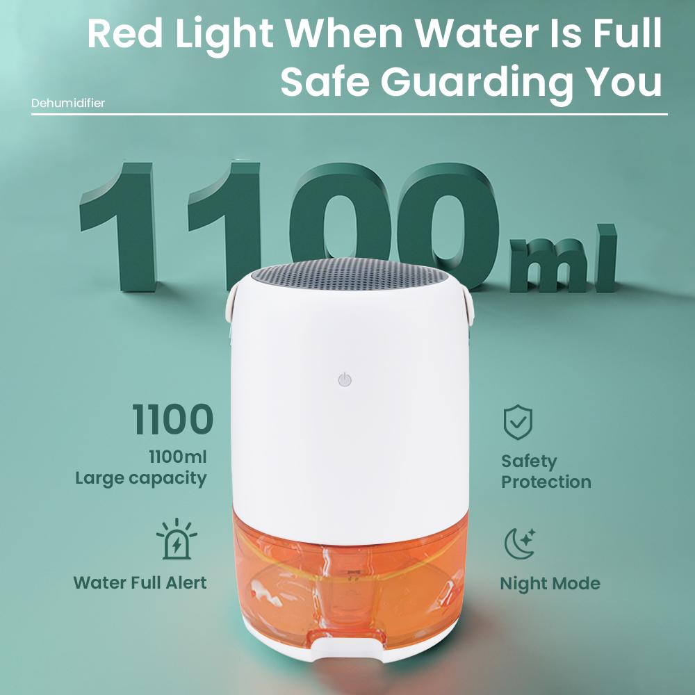 1100ML Small Air Dyer Portable Dehumidifier Large Capacity Indoor Moisture Dryer Bedroom Air Purification Automatic Shutdown