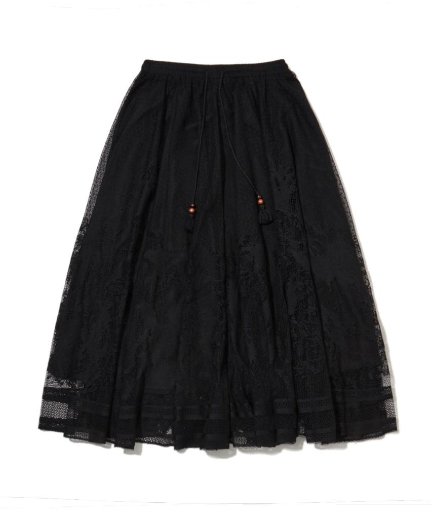 Penfield Lace Flare Long Skirt Black_Fs1Ws14F