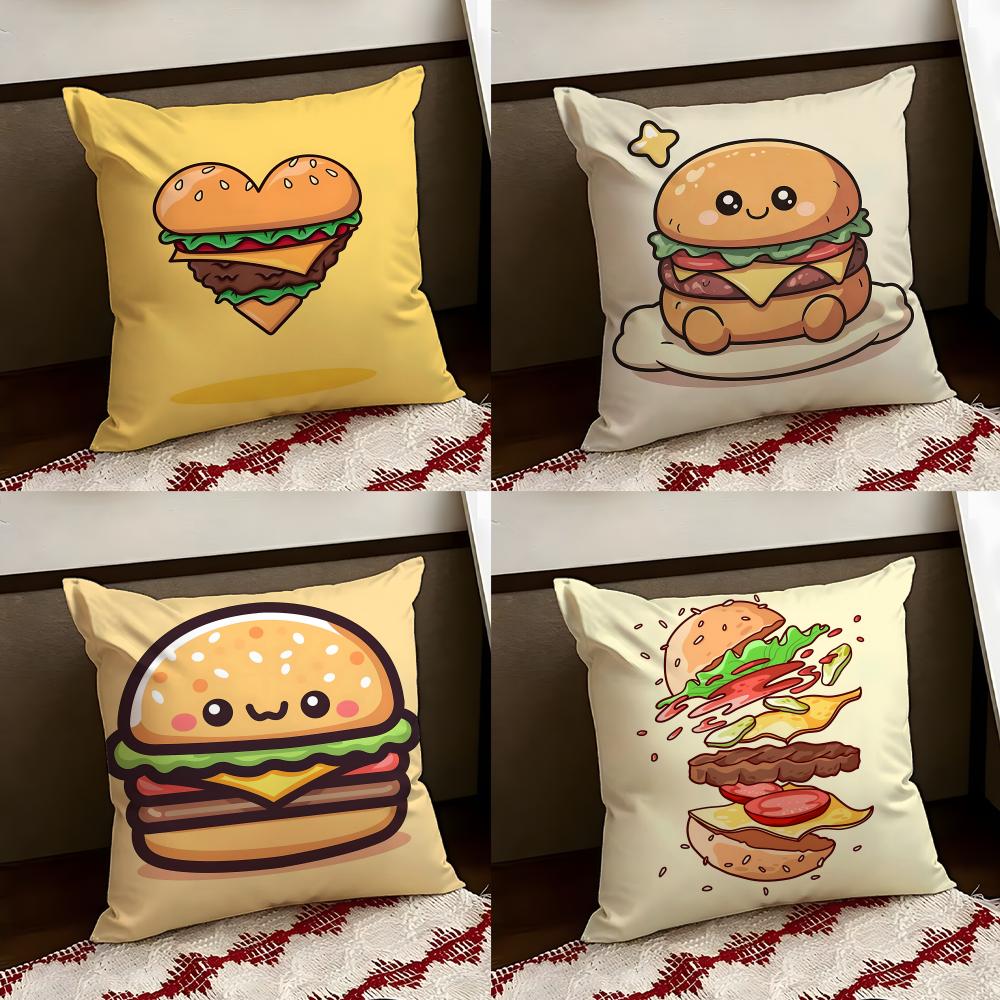 Smoky Burger Cushion Cover Reversible Soft Durable Pillow Cover Home Car MultiScene Use for Daily Comfort