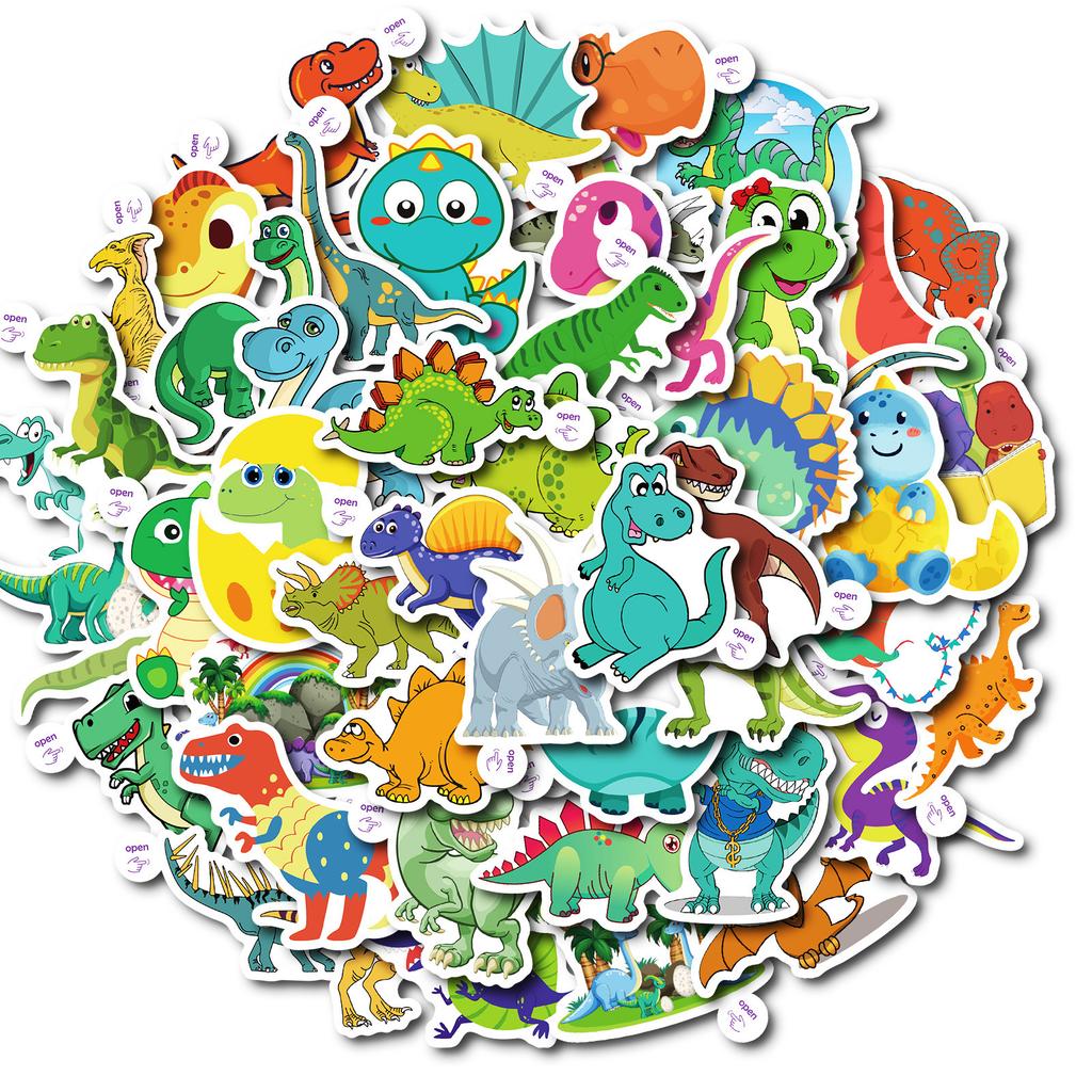 50 Handbemalte Niedliche Dinosaurier Doodle Kleine Ohren Leicht Abreißbare Aufkleber Kinder Cartoon Wasserdicht Keine Wiederholung Dekorative Aufkleber