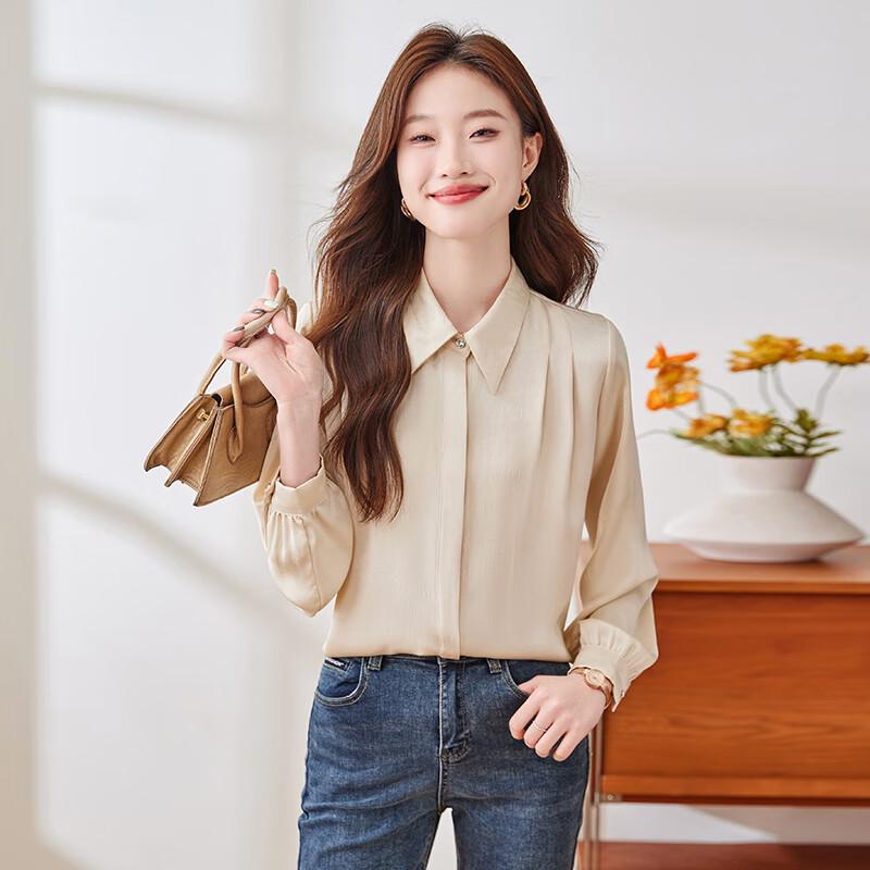 Women's French Pointed Collar Long Sleeve Blouse
