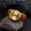 BUREI Men's Analog Quartz Watch, Waterproof, Popular, Slim, Simple, Stylish, Business, Casual, Leather Strap (Gold, Brown, Leather)
