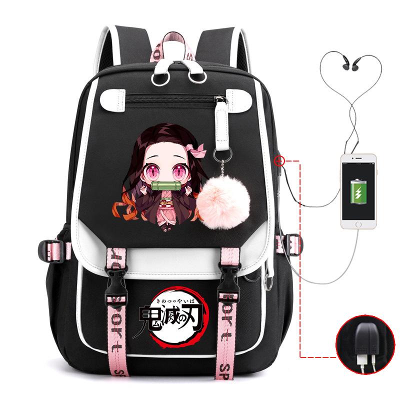 Ghost Annihilation Blade Grade 3-6 Junior High School Student High School Student School Bag Strap USB Multifunctional Backpack