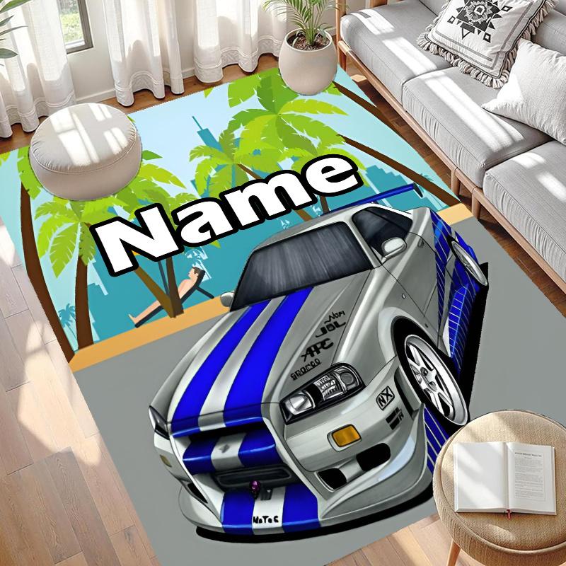 Custom Name Personalized Fast & Furious Print Carpet, Versatile Home Decor Rug, for Playroom, Apartment, Balcony, Entryway, Hallway Gift